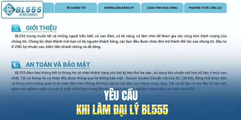 yêu cầu khi làm đại lý bl555